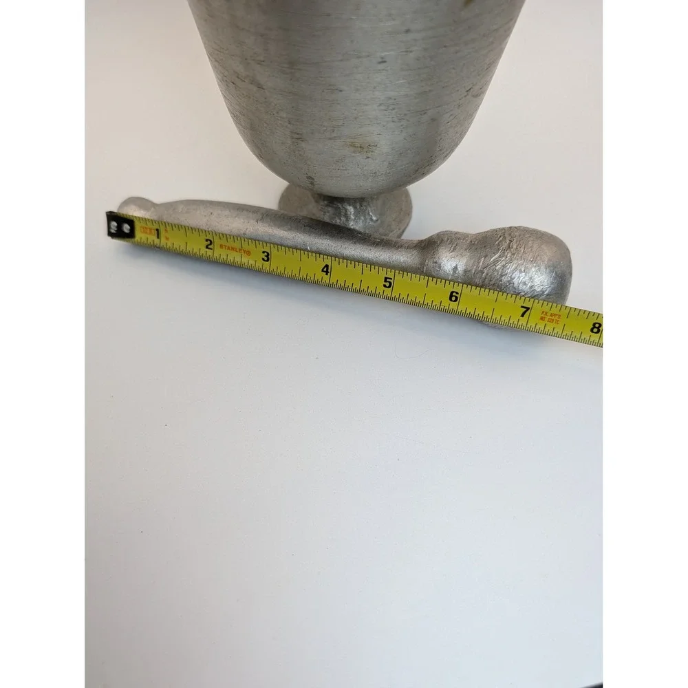 Vintage Cast Aluminum Footed Mortar Pestle Set Silver Rustic Apothecary Kitchen
